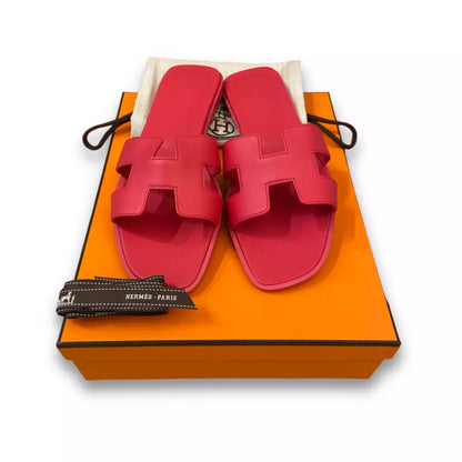 Sandalias Hermes color rosa y naranja