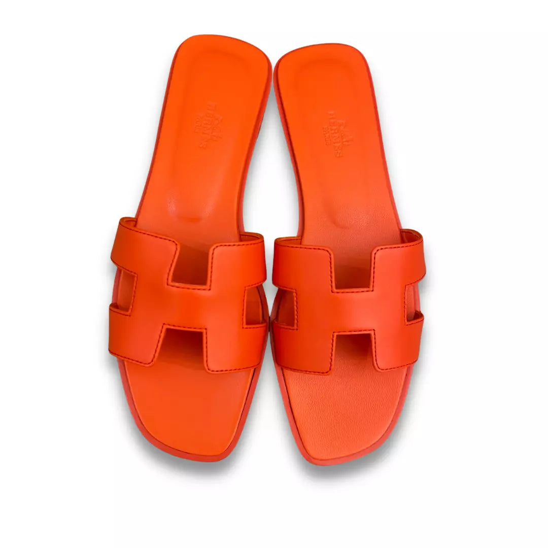 Hermes Oran Sandal Rouge Jaipur Calfskin