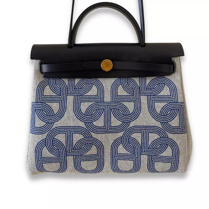 HERMÈS TOILE H PLUME BLUE HERBAG 31 BAG