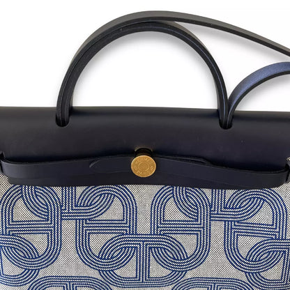 HERMÈS TOILE H PLUME BLUE HERBAG 31 BAG