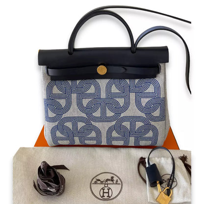 HERMÈS TOILE H PLUME BLUE HERBAG 31 BAG - Main Image