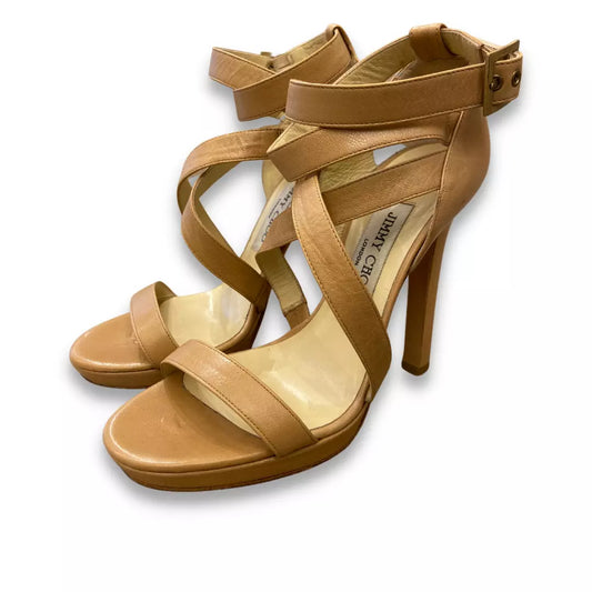 JIMMY CHOO BEIGE LEATHER SANDALS