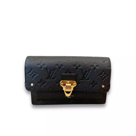 LOUIS VUITTON LV BLACK LEATHER VAVIN WALLET BAG