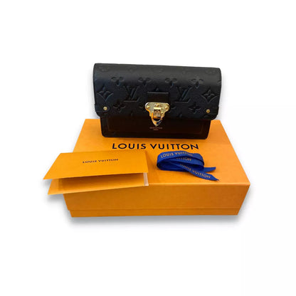 LOUIS VUITTON LV BLACK LEATHER VAVIN WALLET BAG