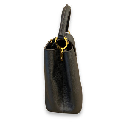 LOUIS VUITTON LV BLACK LEATHER CAPUCINE MM BAG