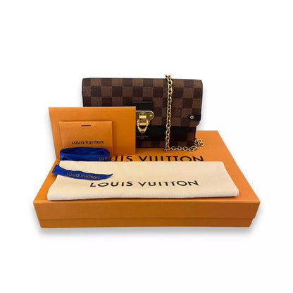 LOUIS VUITTON LV DAMIER EBENE CANVAS VAVIN CHAIN WALLET BAG