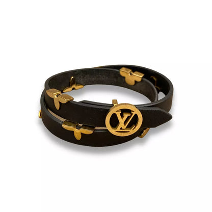 PULSERA LOUIS VUITTON BLACK BLOOM CON FLORES DORADAS