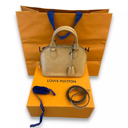 LOUIS VUITTON NUDE PATENT LEATHER ALMA BB BAG