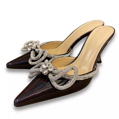 MACH & MACH BLACK IRIDESCENT BOW MULES