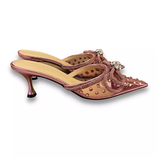 MACH & MACH PINK CRYSTALIZED PVC MULES