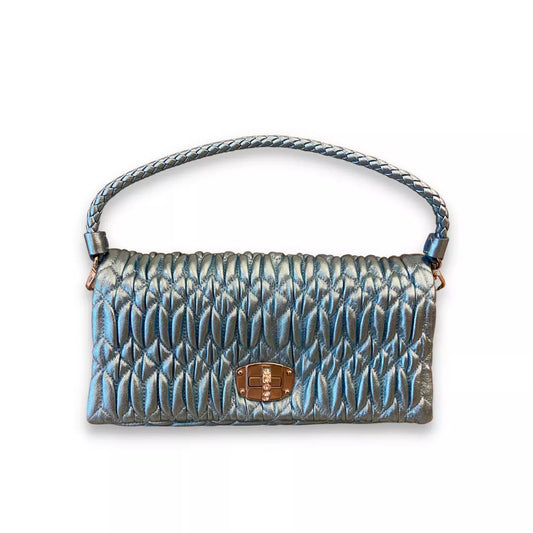 MIU MIU BLUE/CRYSTAL SATIN BAG