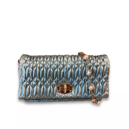 MIU MIU BLUE/CRYSTAL SATIN BAG