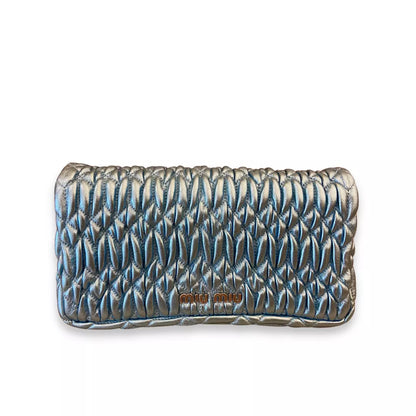 MIU MIU BLUE/CRYSTAL SATIN BAG