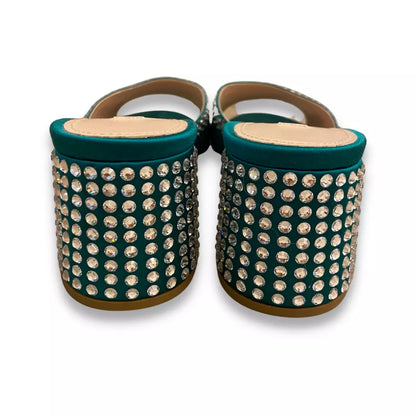 MIU MIU GREEN/CRYSTAL MULE