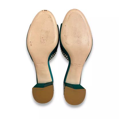 MIU MIU GREEN/CRYSTAL MULE
