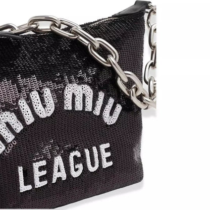 BOLSO MIU MIU LEAGUE CON LENTEJUELAS NEGRAS
