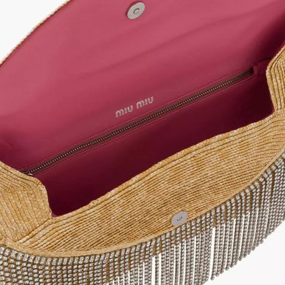 CLUTCH DE PAJA CON CRISTALES MIU MIU