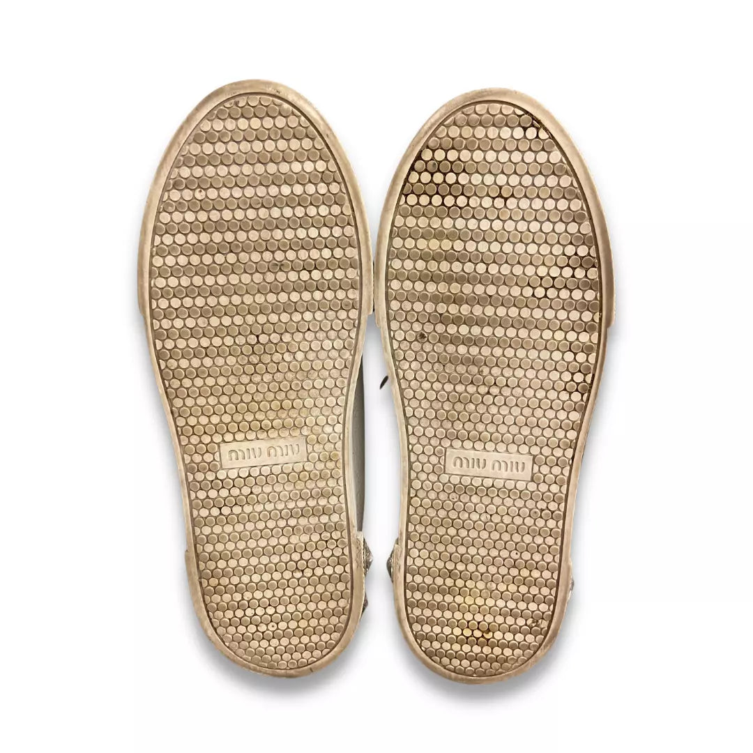 Miu Miu Beige Patent Embellished Cap Toe Slip On Sneakers Size 38 Miu Miu |  TLC