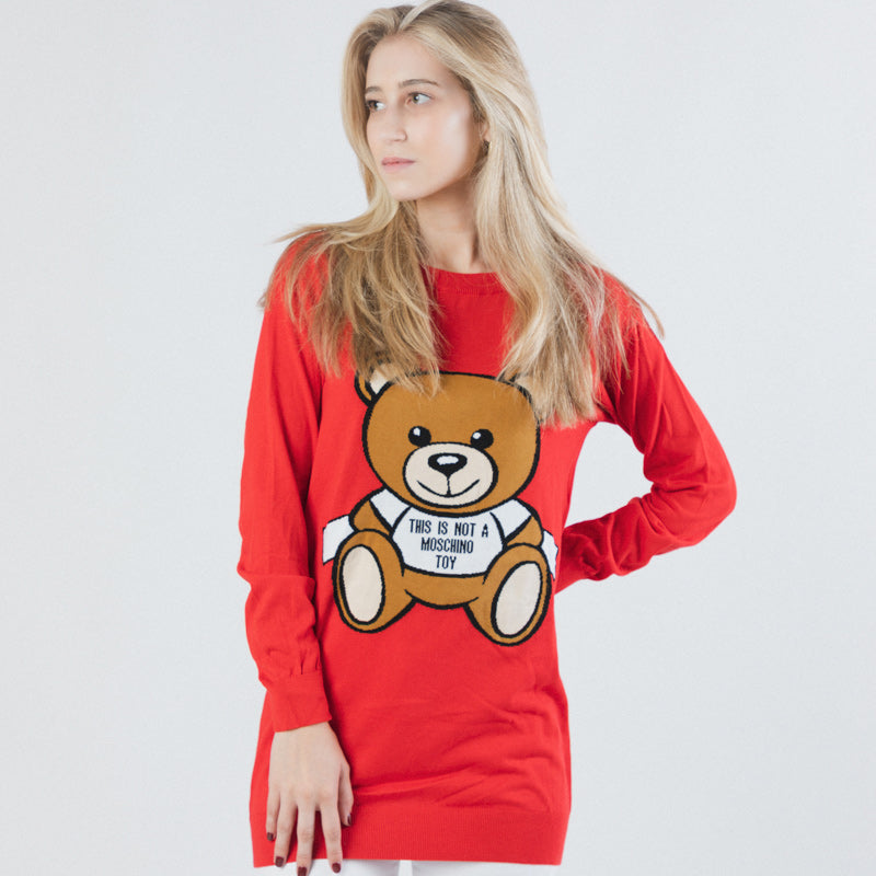 Moschino Toy Red Teddy Bear Sweater