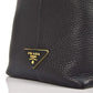 Prada Black Vitello Phoenix Leather Logo Hobo Tote Bag