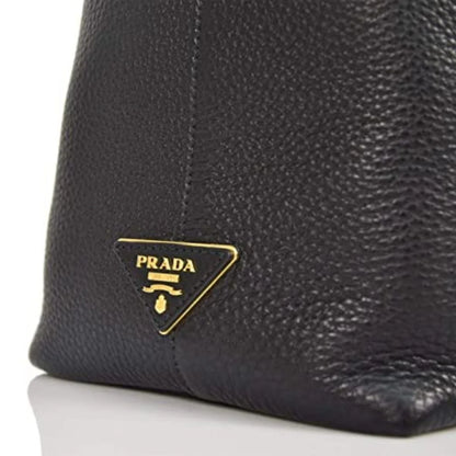 Bolso tote Prada de piel negra con logo Vitelo Phoenix