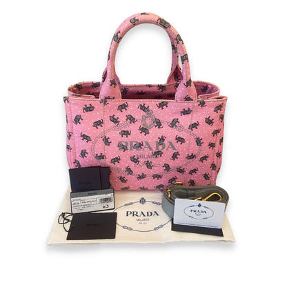 Bolso tote Prada Canapa con elefantes rosas