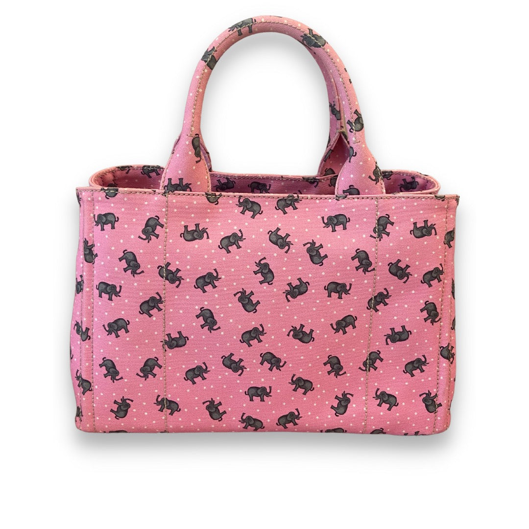 PRADA CANAPA PINK ELEPHANTS TOTE BAG