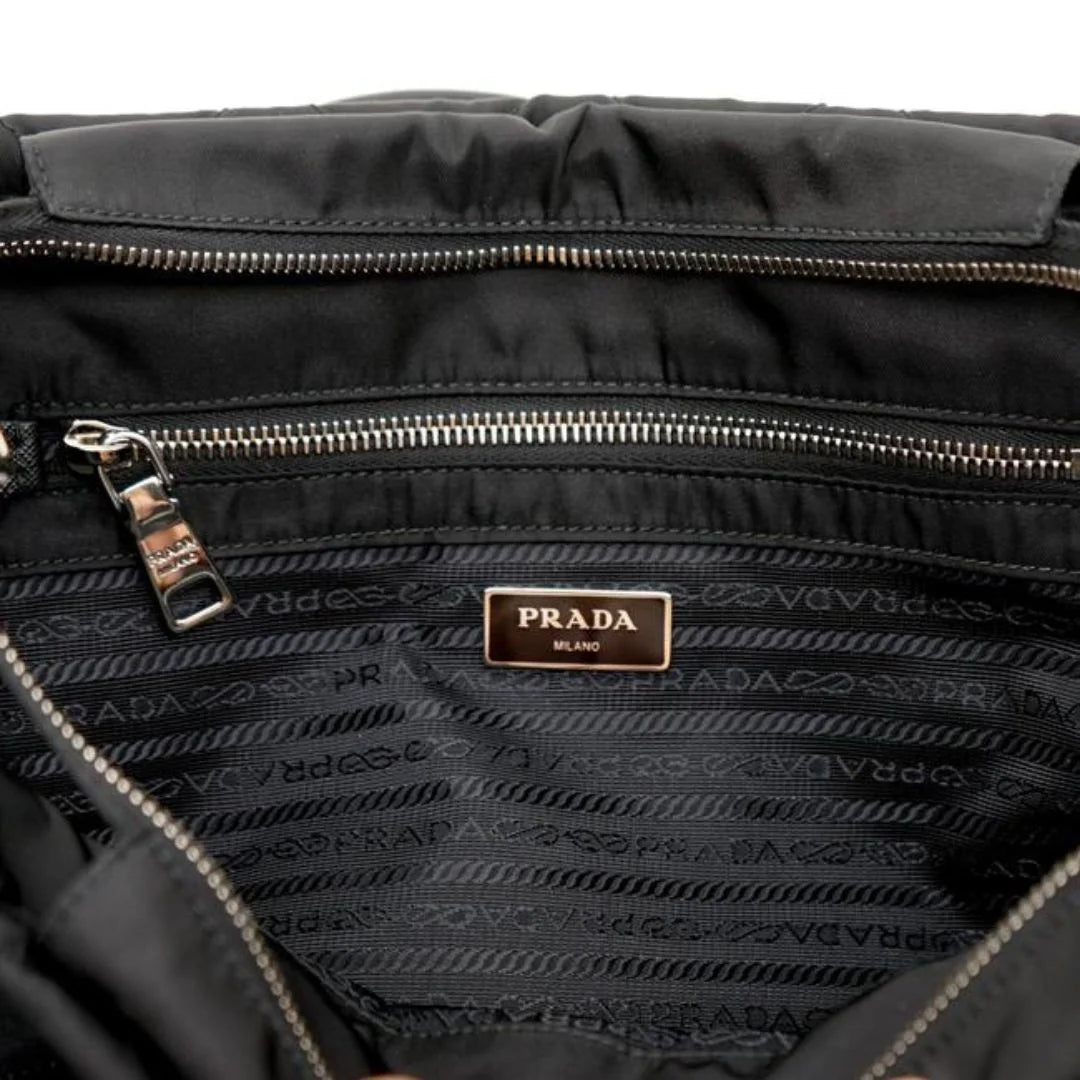 PRADA TESSUTO IMPUNTU BLACK NYLON TOTE BAG