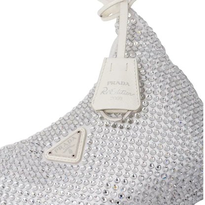 Bolso Prada de satén blanco con cristales