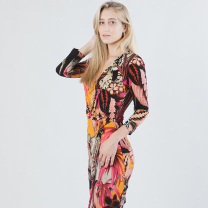ROBERTO CAVALLI ORANGE AND PINK COCKTAIL DRESS
