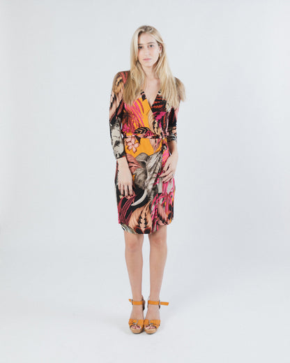 ROBERTO CAVALLI ORANGE AND PINK COCKTAIL DRESS
