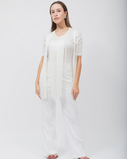 Camisa blanca con flecos de algodón de Stella McCartney