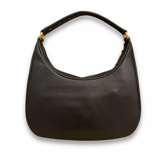 VALENTINO BLACK LEATHER STUD SIGN HOBO BAG