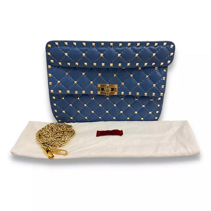 VALENTINO BLUE LAMB NAPPA ROCKSTUD SPIKE BAG