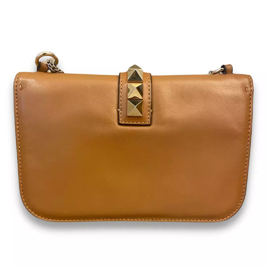 VALENTINO BROWN LEATHER GLAM LOCK BAG