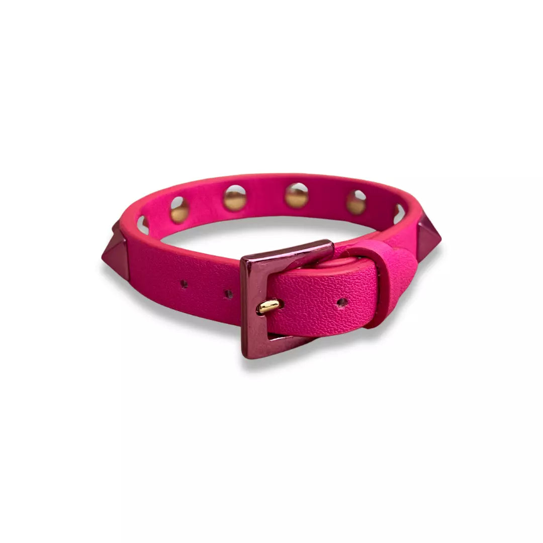 VALENTINO PINK PP LEATHER ROCKSTUD BRACELET