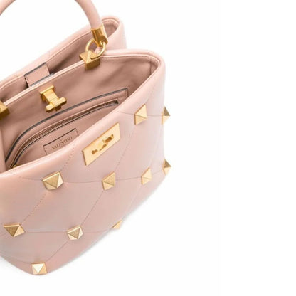 VALENTINO ROSE CANELLE NAPPA LEATHER ROMAN STUD THE HANDLE BAG