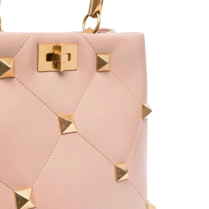 VALENTINO ROSE CANELLE NAPPA LEATHER ROMAN STUD THE HANDLE BAG