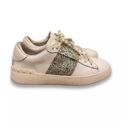 VALENTINO SILVER OPEN GLITTER SNEAKER