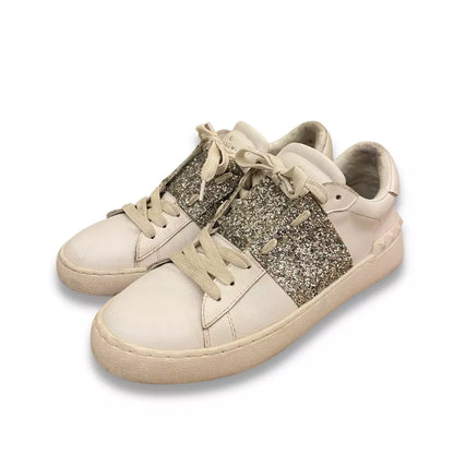 VALENTINO SILVER OPEN GLITTER SNEAKER