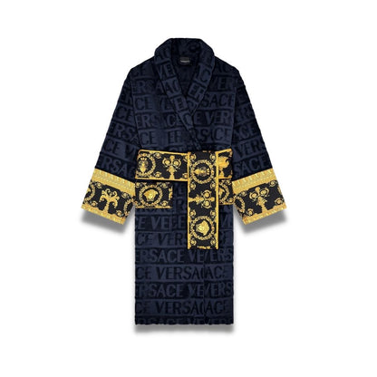 Albornoz Versace de algodón negro I LOVE BAROQUE