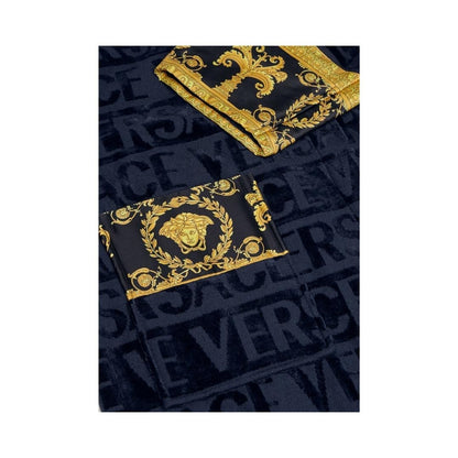 Albornoz Versace de algodón negro I LOVE BAROQUE