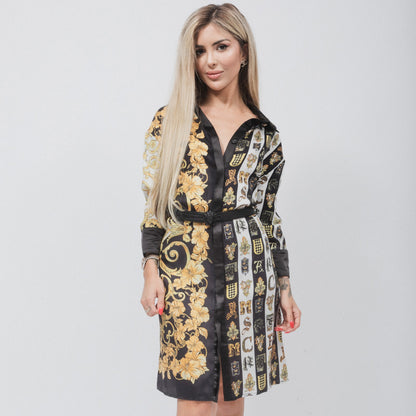 Versace VESTIDO CHEMISIER DE SATÉN MULTICOLOR