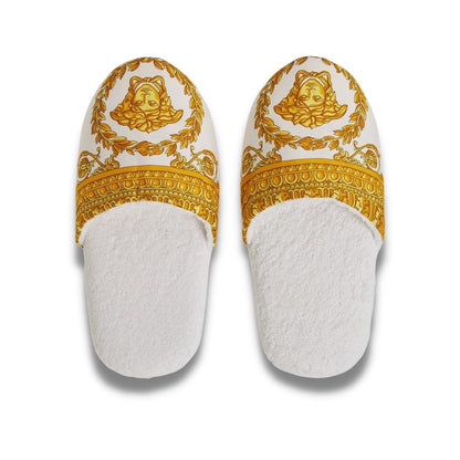 Versace WHITE COTTON I LOVE BAROQUE SLIPERS